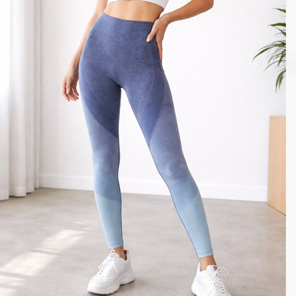 VS PINK Seamless Ombre Leggings XS High Rise Blue Gradient Activewear